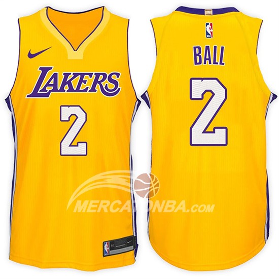 Maglia NBA Lonzo Ball Los Angeles Lakers 2017-18 Giallo